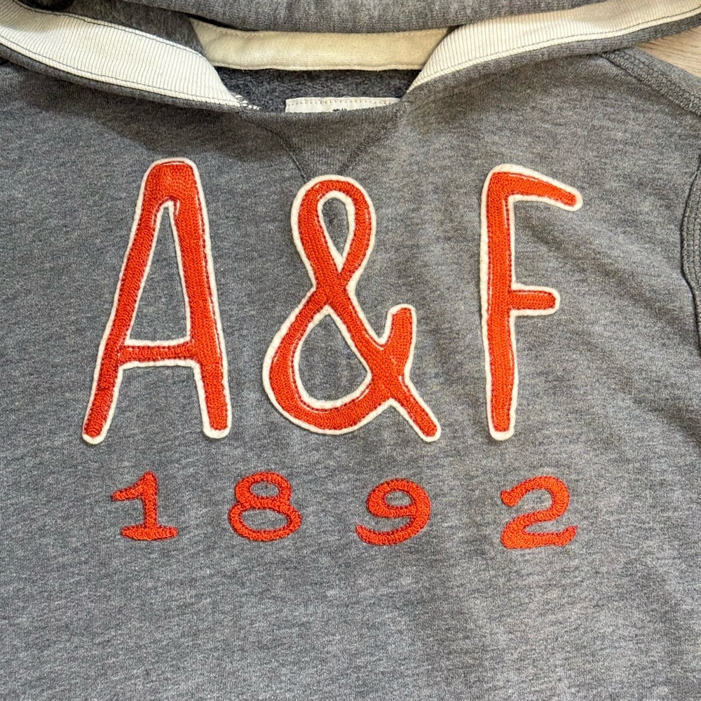 Abercrombie & Fitch Kids Gray Hoodie with Orange A&F Logo - Picture 3 of 8